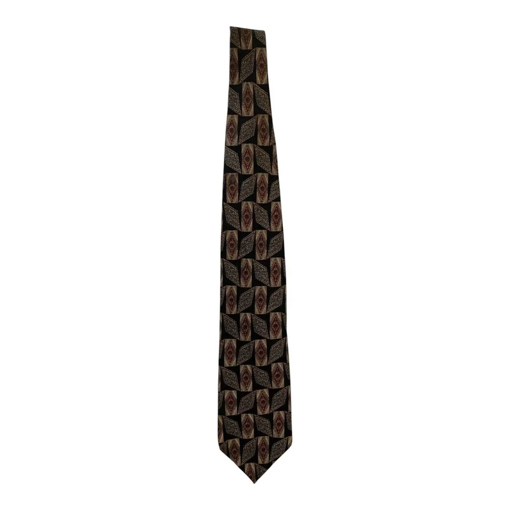 Etienne Aigner Men's Classic Neck Tie Black Diamond Retro Print 100% Silk